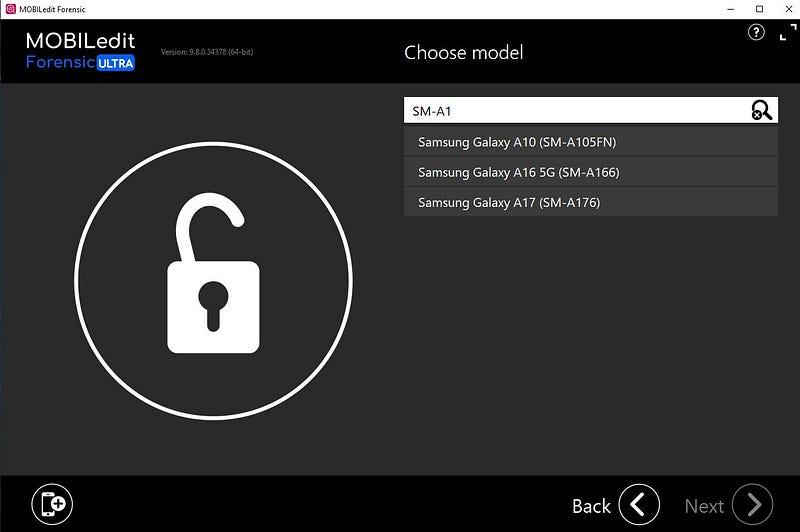 MOBILedit Step 1 Model Selection