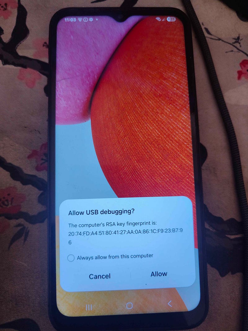 USB Debugging Authorization Screen